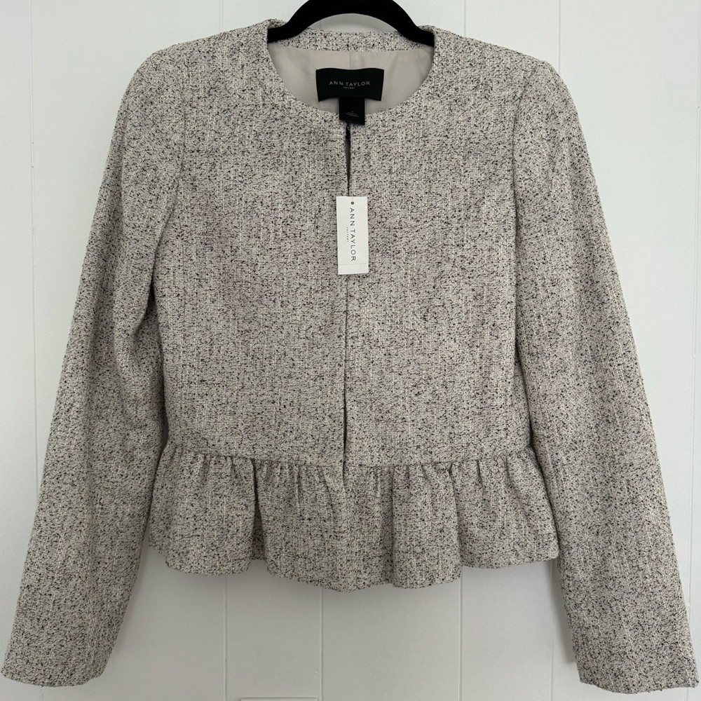 NEW Ann Taylor Tweed Peplum Blazer size 0
